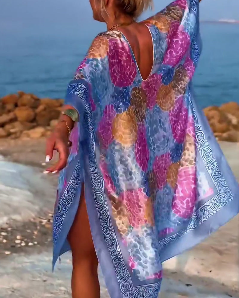 Women's Silk Kaftan Dress Beach Cover Up Tunic