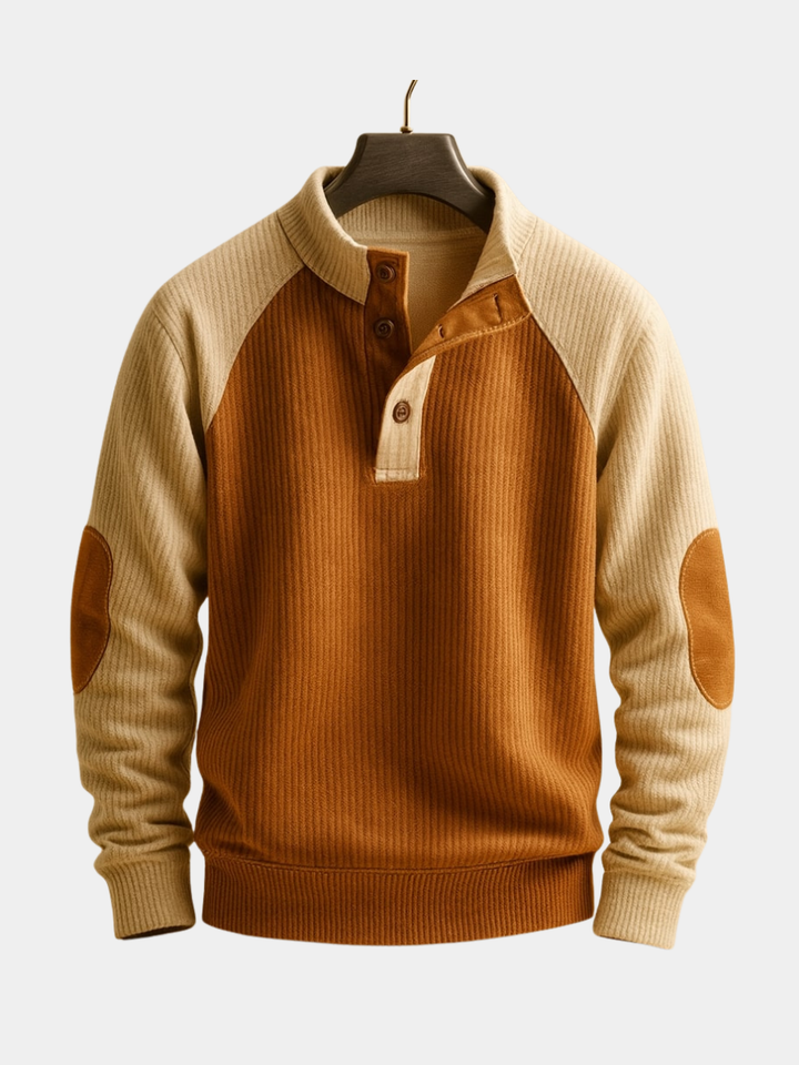 Men's Knit Raglan Pullover Henley Sweater