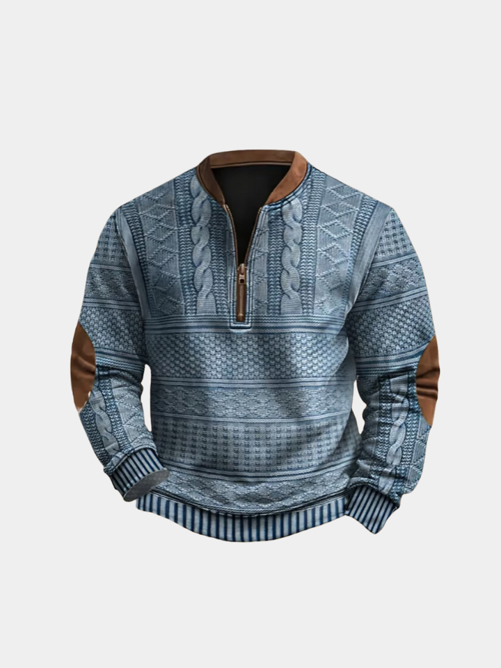 Men's Knit Quarter Zip Jumper Merino Wool Pullover Sweater