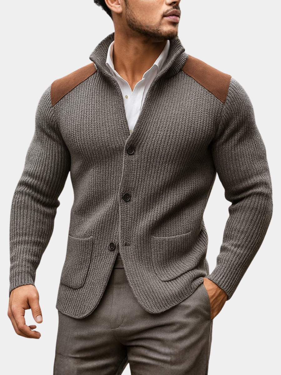 Men's Wool Knit Cardigan Sweater Blazer