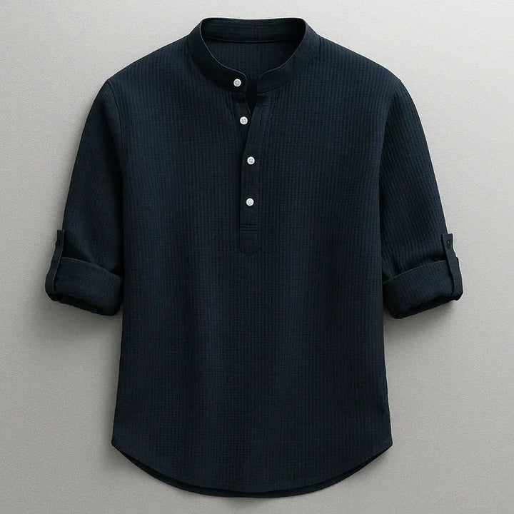 Men's Knit Blend Textured Long Sleeve Henley Shirt