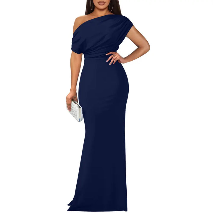 Women's Satin One Shoulder Evening Gown Formal Dress