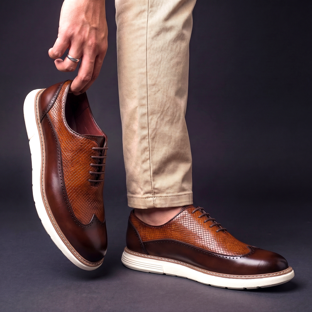 Men's Leather Wingtip Oxford Hybrid Dress Shoes