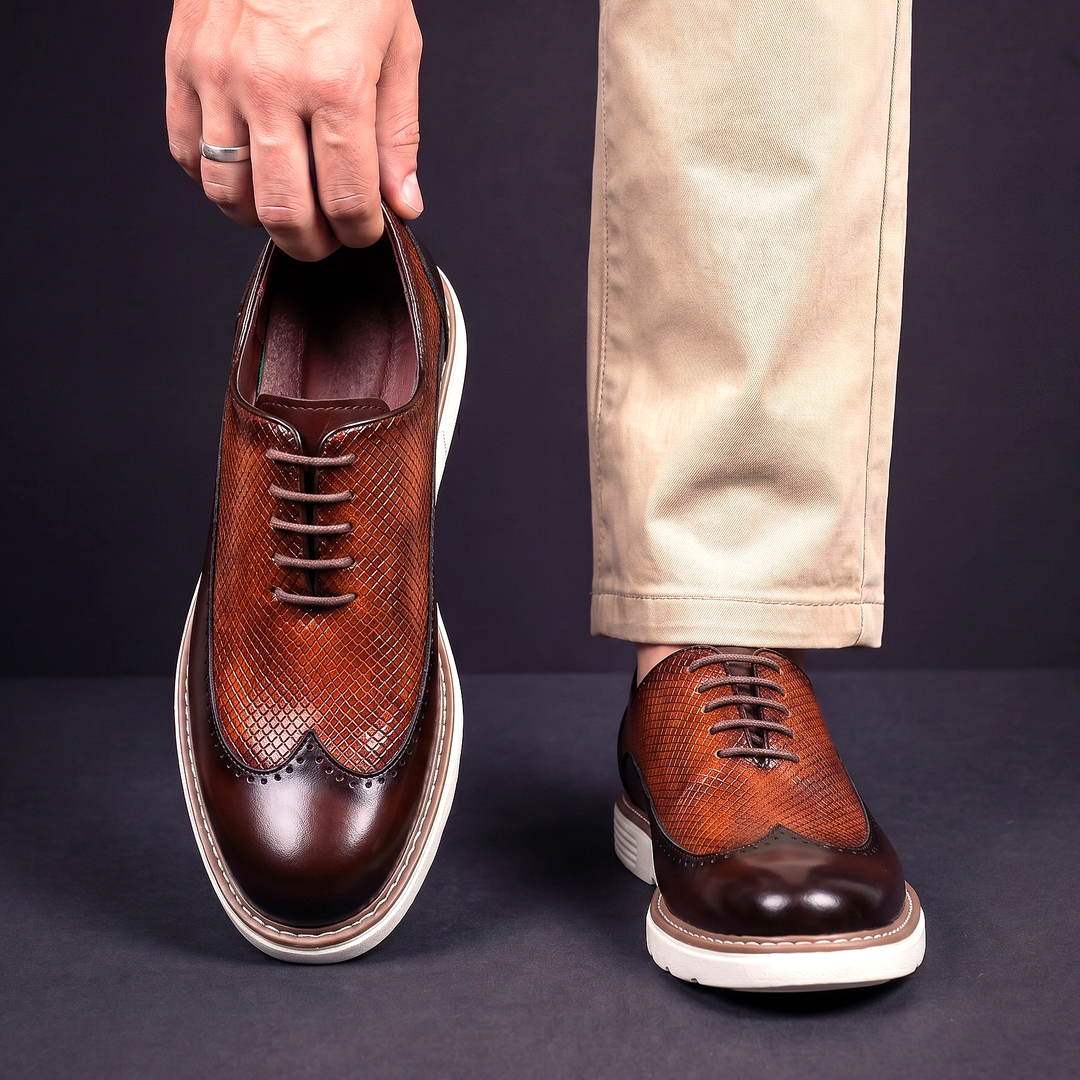 Men's Leather Wingtip Oxford Hybrid Dress Shoes