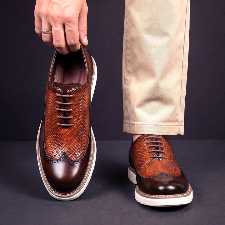 Men's Leather Wingtip Oxford Hybrid Dress Shoes