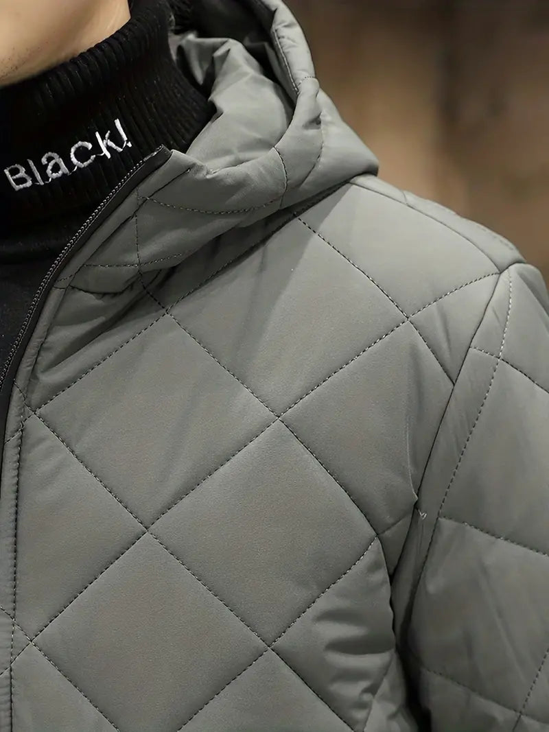 Men’s Fleece Hooded Quilted Puffer Jacket