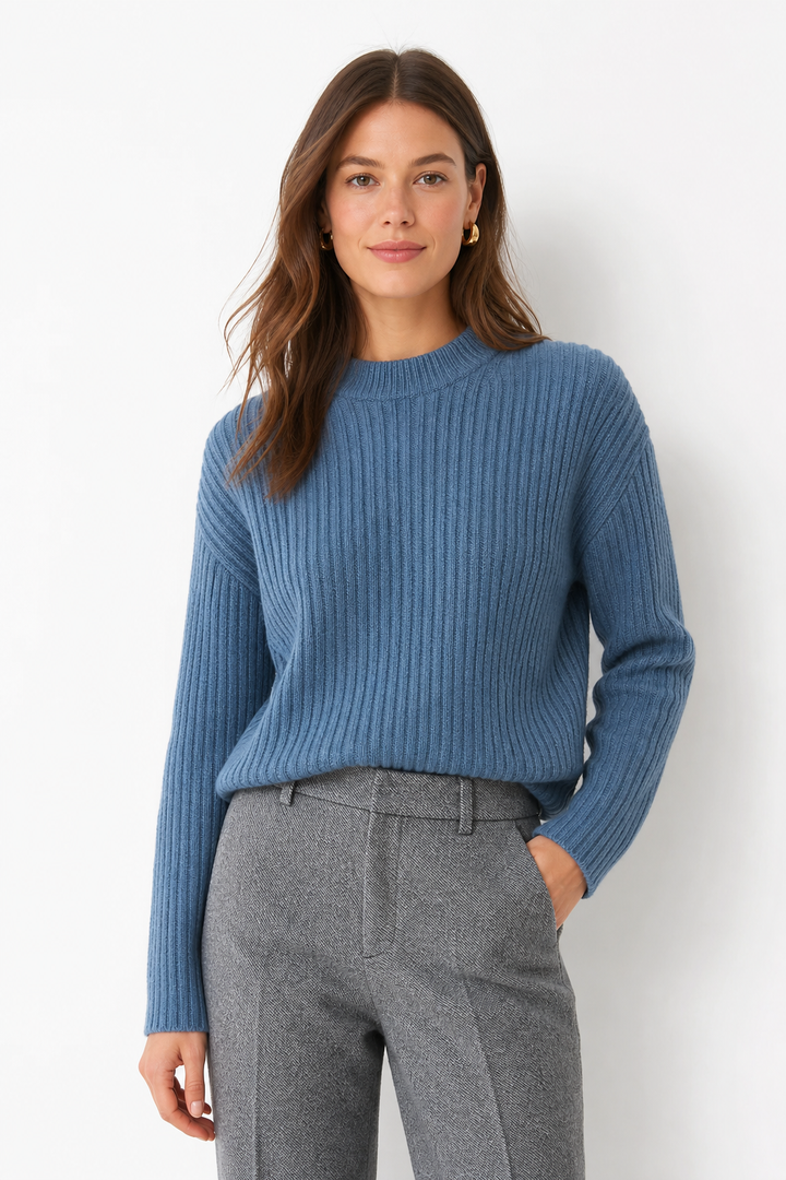 Women's Sweater Merino Wool Knit Fair Isle Crewneck Pullover