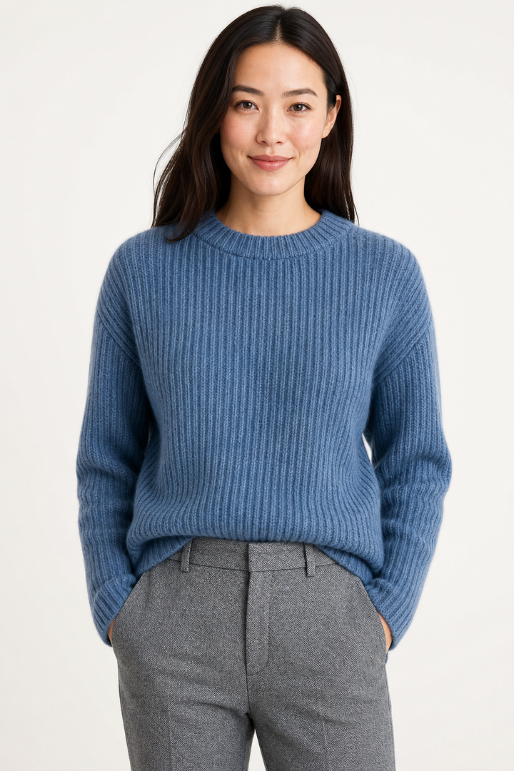 Women's Sweater Merino Wool Knit Fair Isle Crewneck Pullover