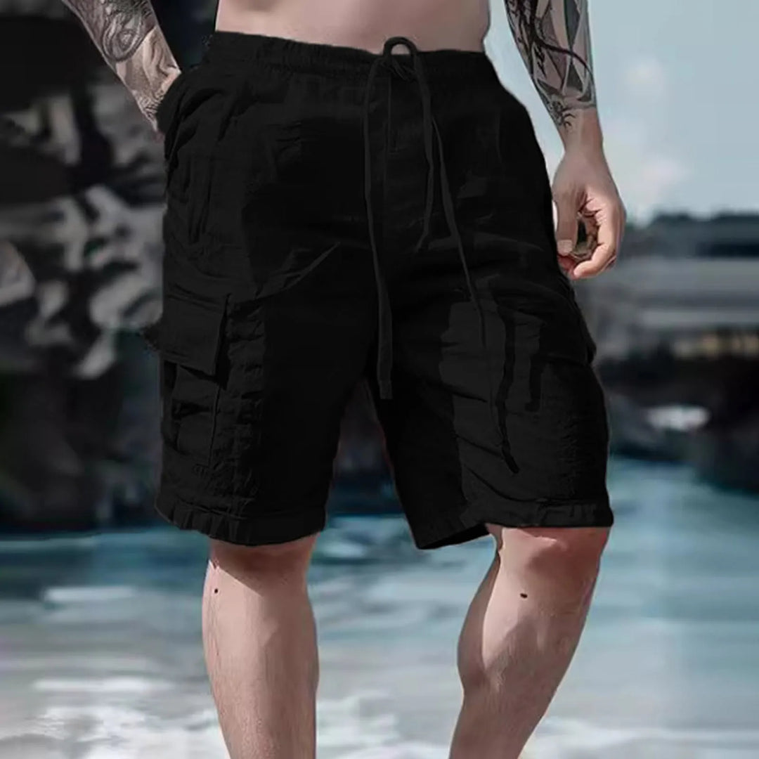 Men's Linen-Blend Cargo Drawstring Waist Shorts