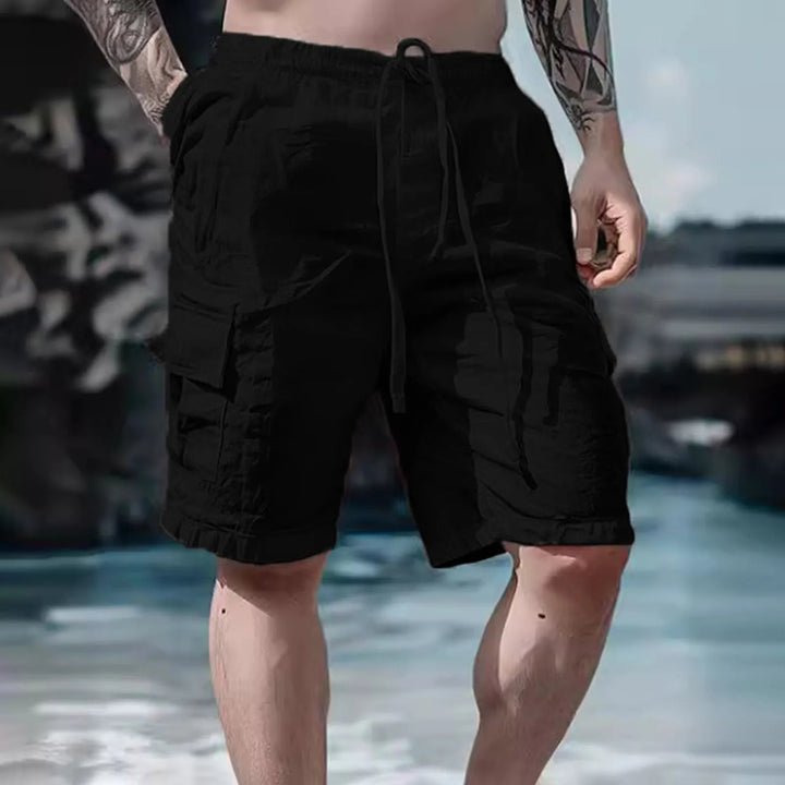 Men's Linen-Blend Cargo Drawstring Waist Shorts