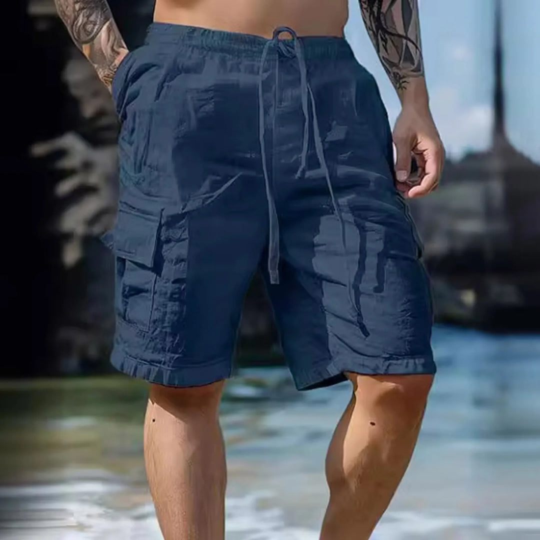 Men's Linen-Blend Cargo Drawstring Waist Shorts