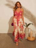 Women's Linen Halter Maxi Dress Beach Sundress