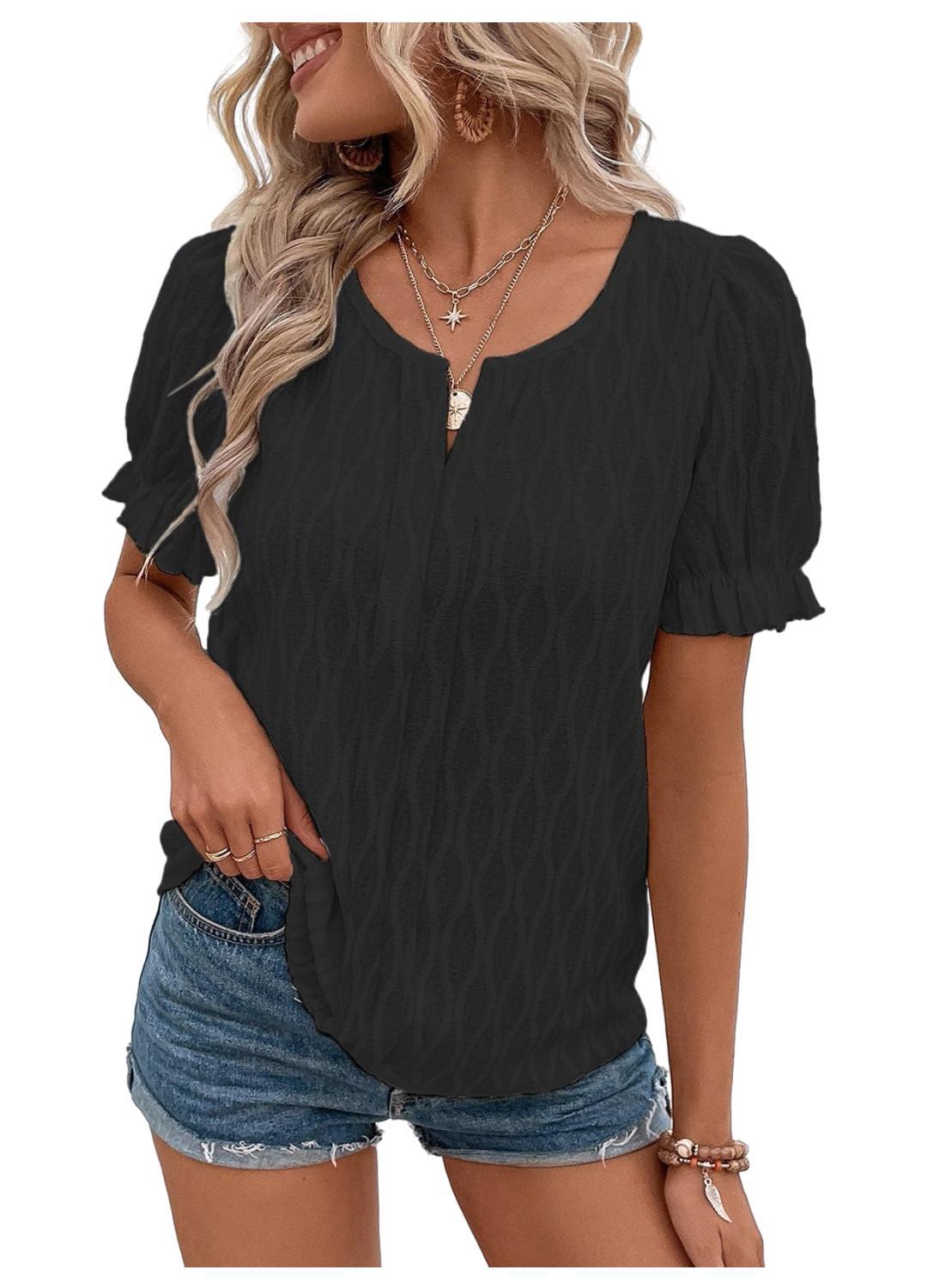 Women's Knit Blouse Short Sleeve Top