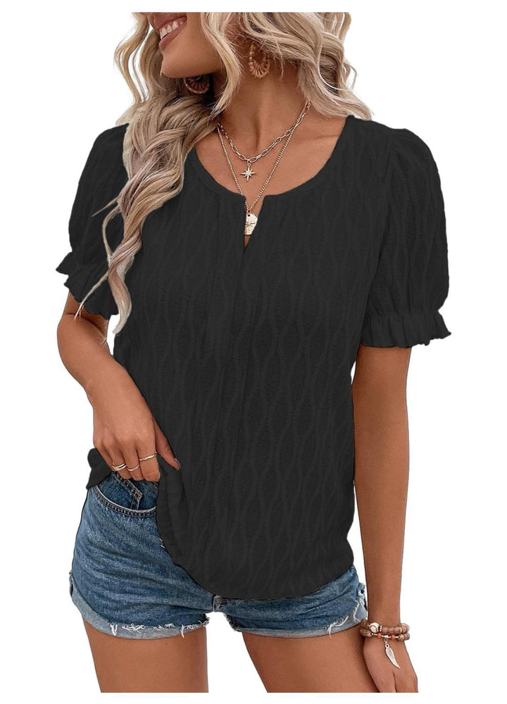 Women's Knit Blouse Short Sleeve Top