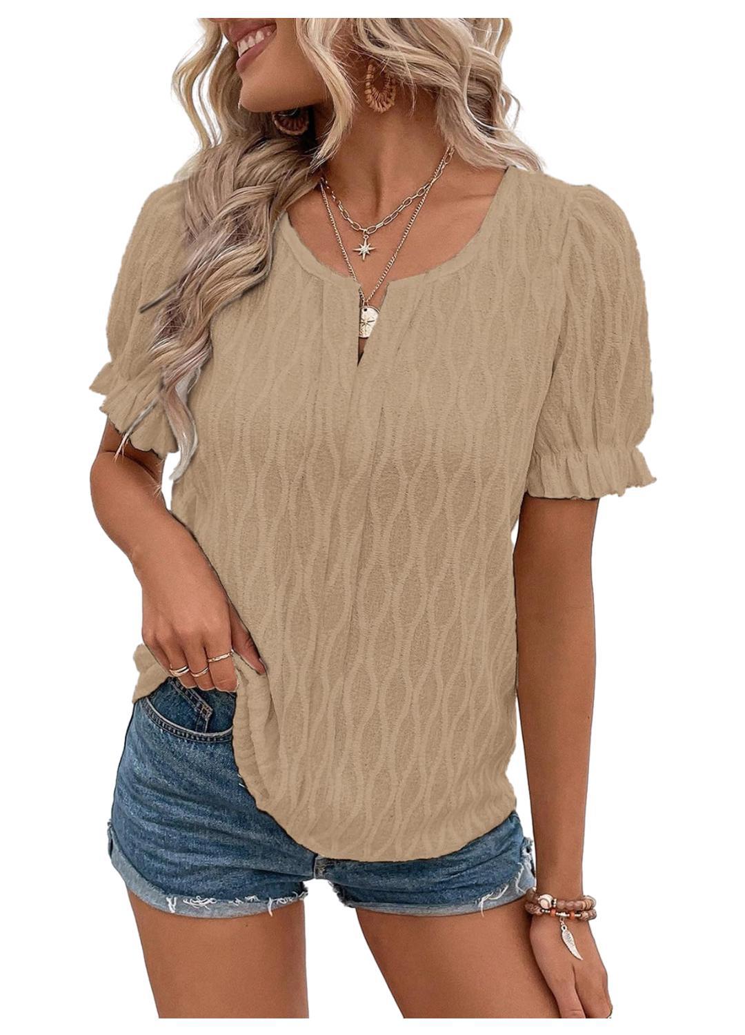 Women's Knit Blouse Short Sleeve Top