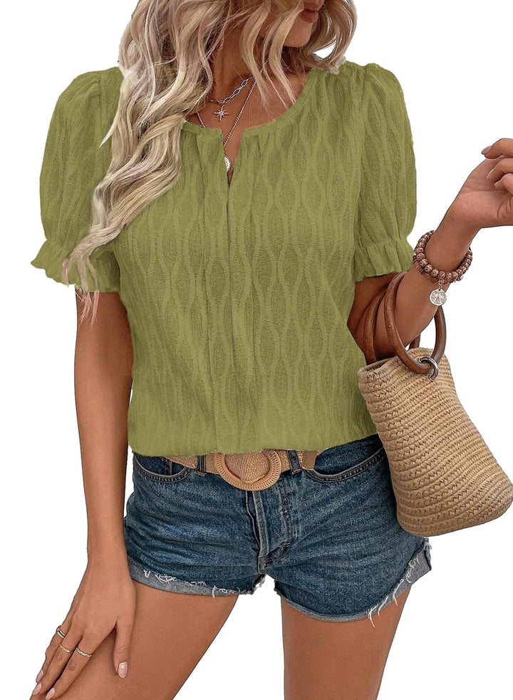 Women's Knit Blouse Short Sleeve Top