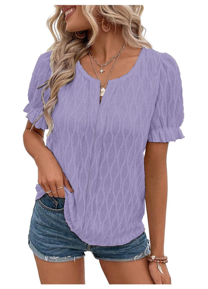 Women's Knit Blouse Short Sleeve Top