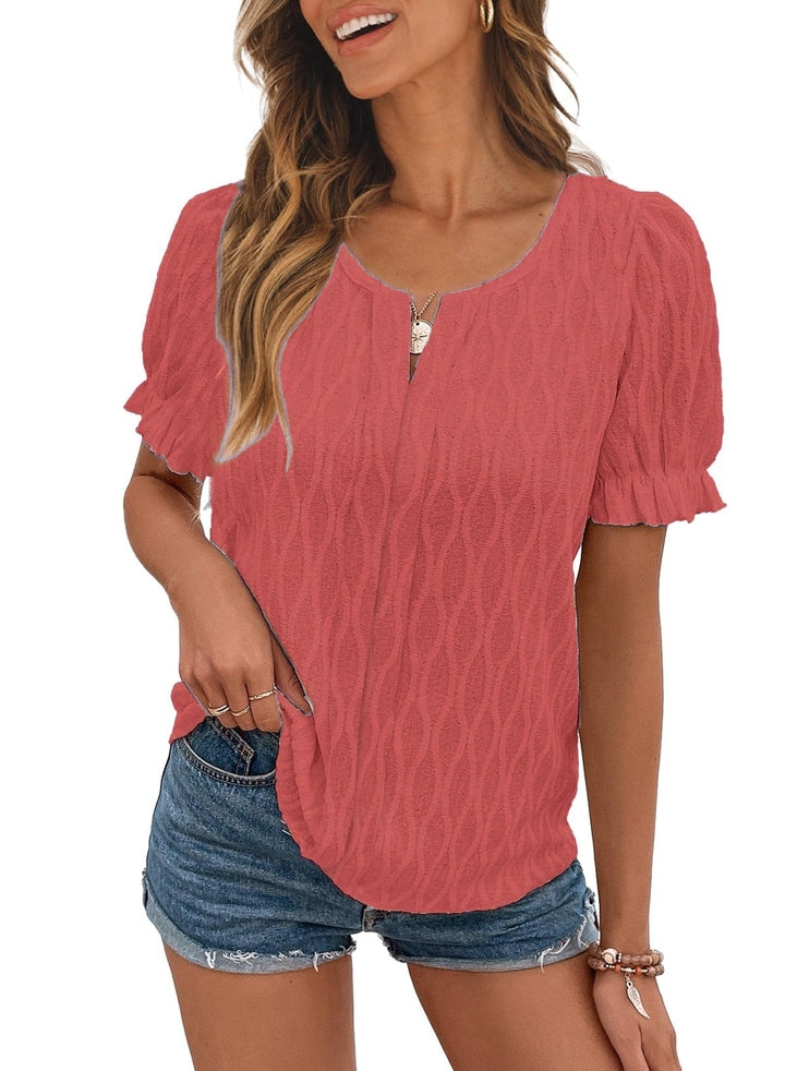 Women's Knit Blouse Short Sleeve Top