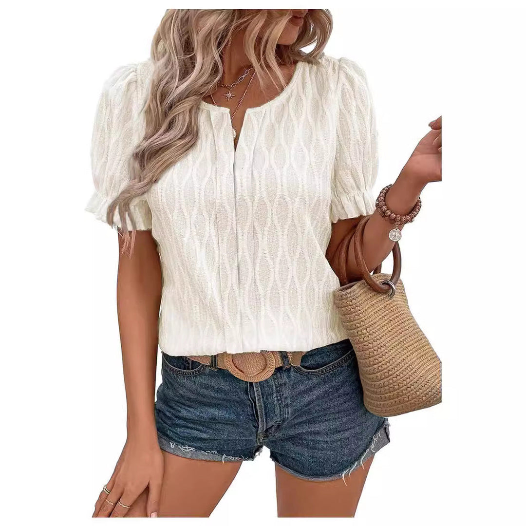 Women's Knit Blouse Short Sleeve Top
