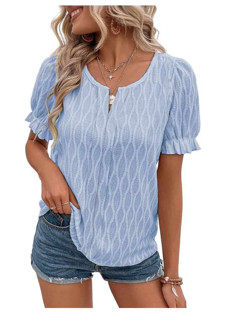 Women's Knit Blouse Short Sleeve Top