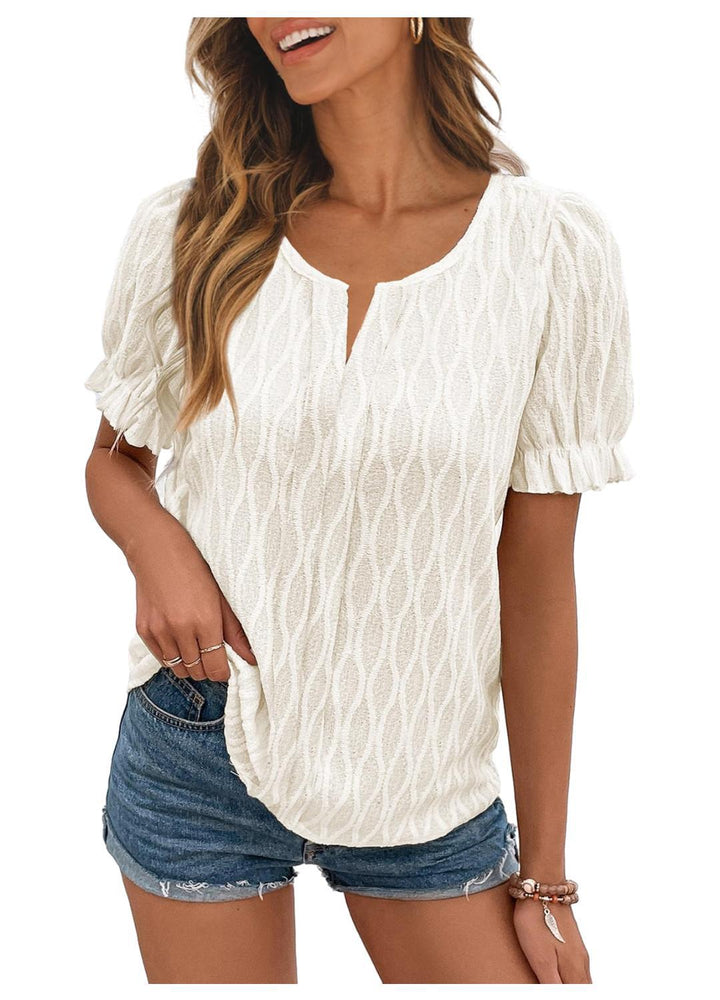 Women's Knit Blouse Short Sleeve Top