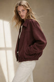 Women's Suede Bomber Jacket Casual Outerwear Coat