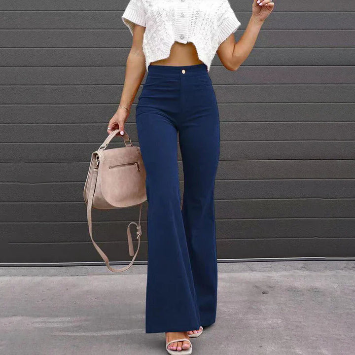 Women's High-Waist Flare Cotton Pants Summer