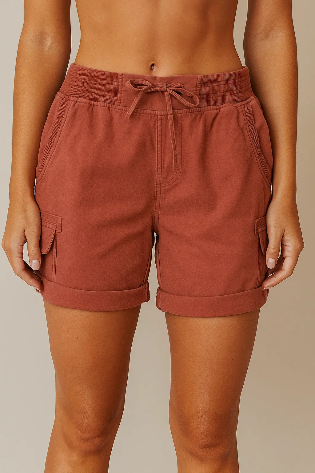 Women's Cargo Shorts Linen High Waisted Casual Utility Wear