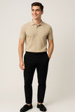 Men Knit Polo Shirt Short Sleeve Casual Golf Top