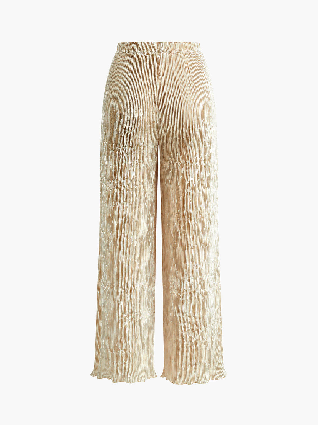 Ensemble haut plissé dos nu à col montant et pantalon large pour femme, mélange de lin