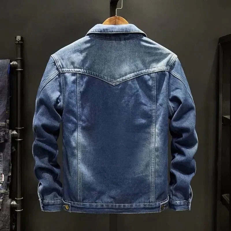 Veste camionneur en denim pour homme, doublée en polaire et en sherpa
