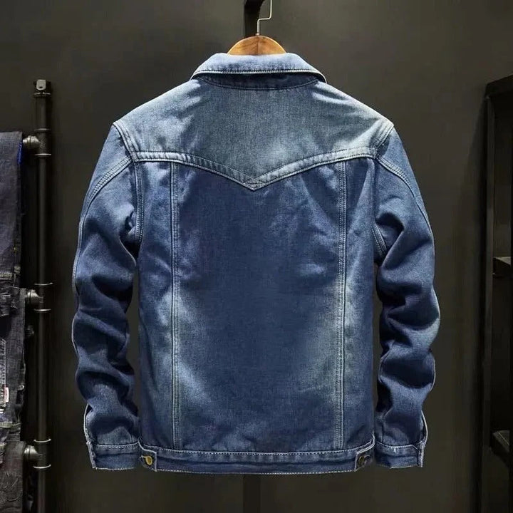 Veste camionneur en denim pour homme, doublée en polaire et en sherpa