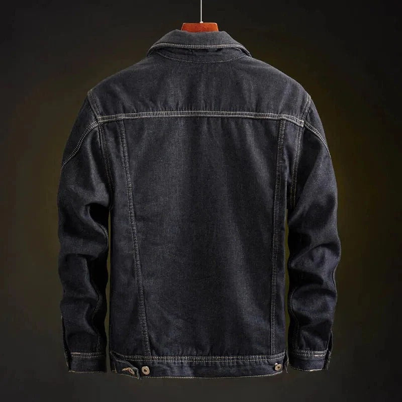 Veste camionneur en denim pour homme, doublée en polaire et en sherpa