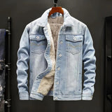 Veste camionneur en denim pour homme, doublée en polaire et en sherpa