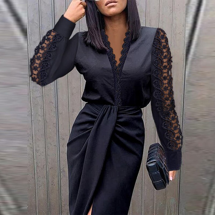 Women's Midi Dress Long Sleeve Formal Evening Party Knit Dress