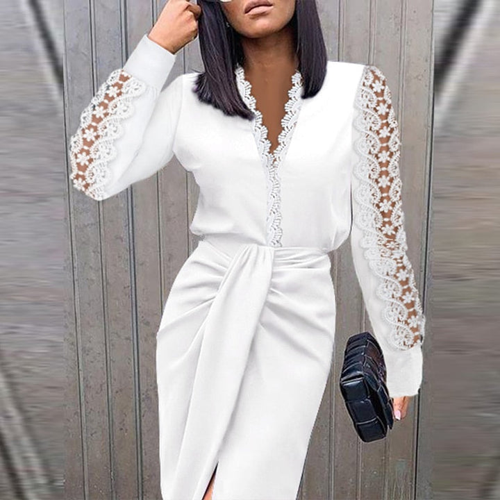 Women's Midi Dress Long Sleeve Formal Evening Party Knit Dress