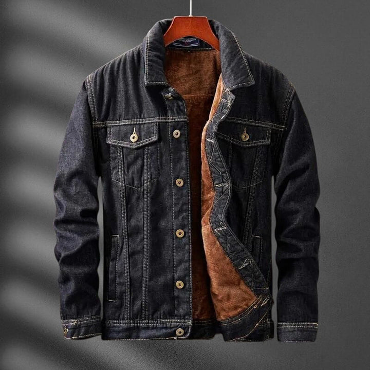 Men's Fleece Denim Trucker Jacket