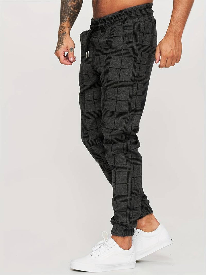 Men's Fleece Joggers Plaid Checkered Sweatpants