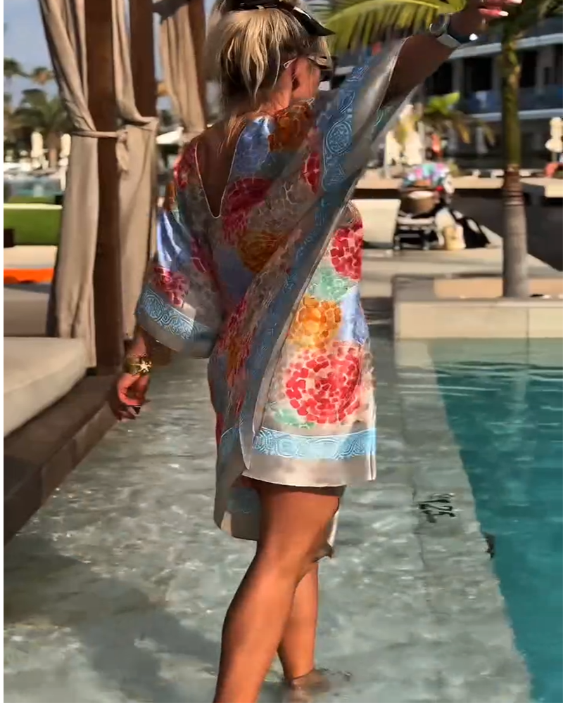 Women's Silk Kaftan Dress Beach Cover Up Tunic
