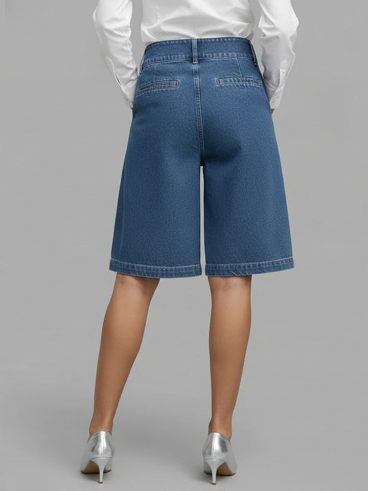 Women's Denim Shorts Wide Leg Asymmetric Skort Culottes