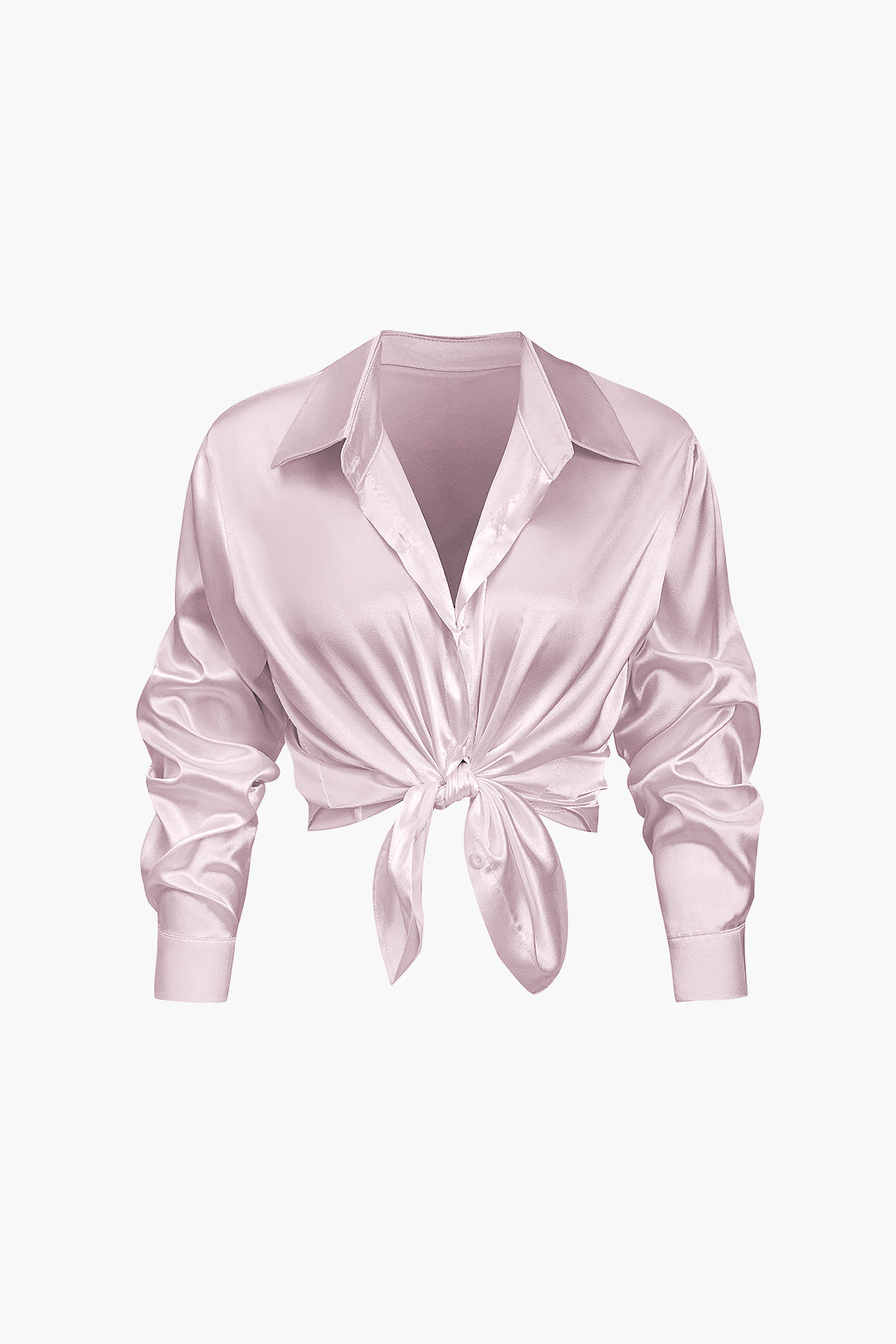 Women's Silk Satin Button Up Shirt Long Sleeve Blouse