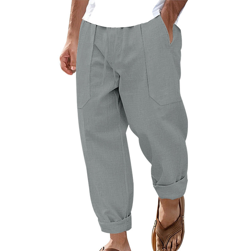 Men's Linen Trousers Relaxed Fit Casual Pants