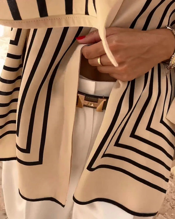 Women’s Linen-Blend Striped Button-Up Blouse