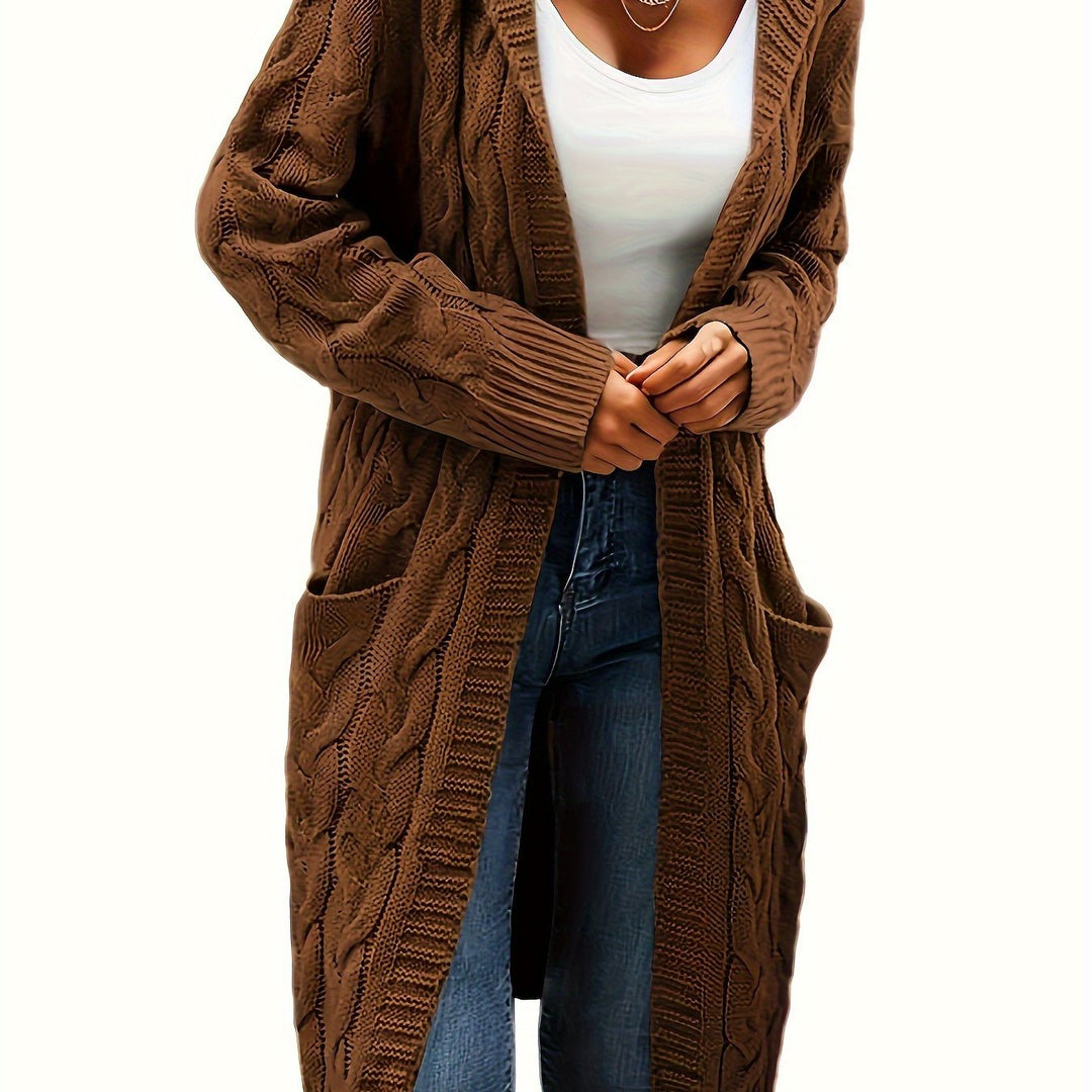 Cardigan oversize tricoté pour femme, ouvert sur le devant