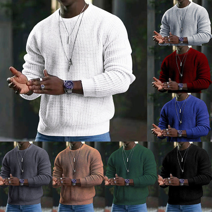 Men's Knit Crewneck Sweater Wool Long Sleeve Pullover