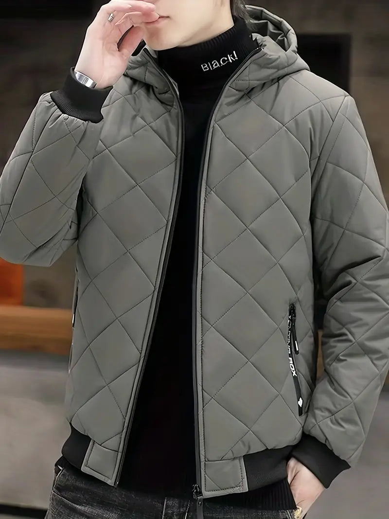 Men’s Fleece Hooded Quilted Puffer Jacket