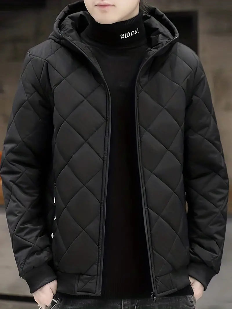 Men’s Fleece Hooded Quilted Puffer Jacket