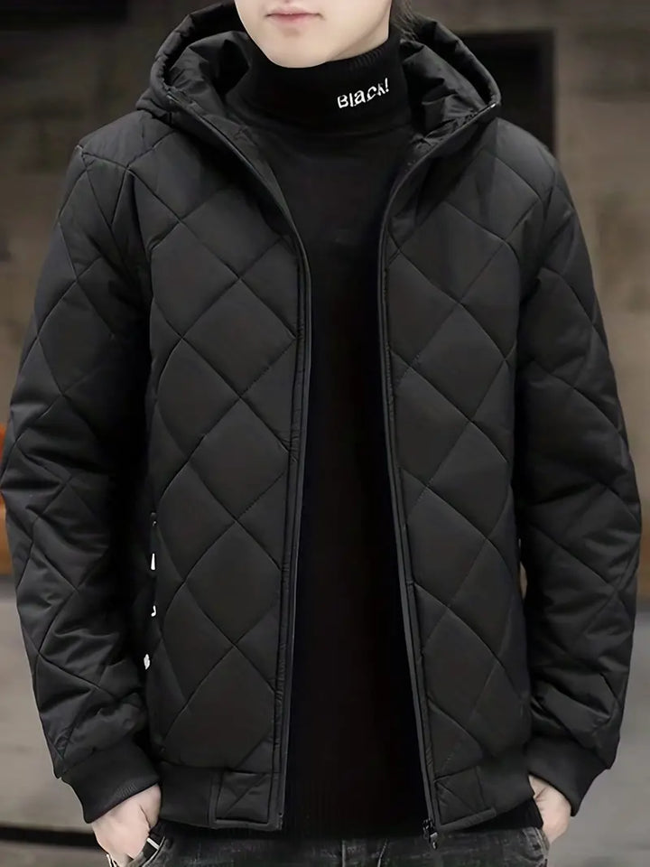 Men’s Fleece Hooded Quilted Puffer Jacket