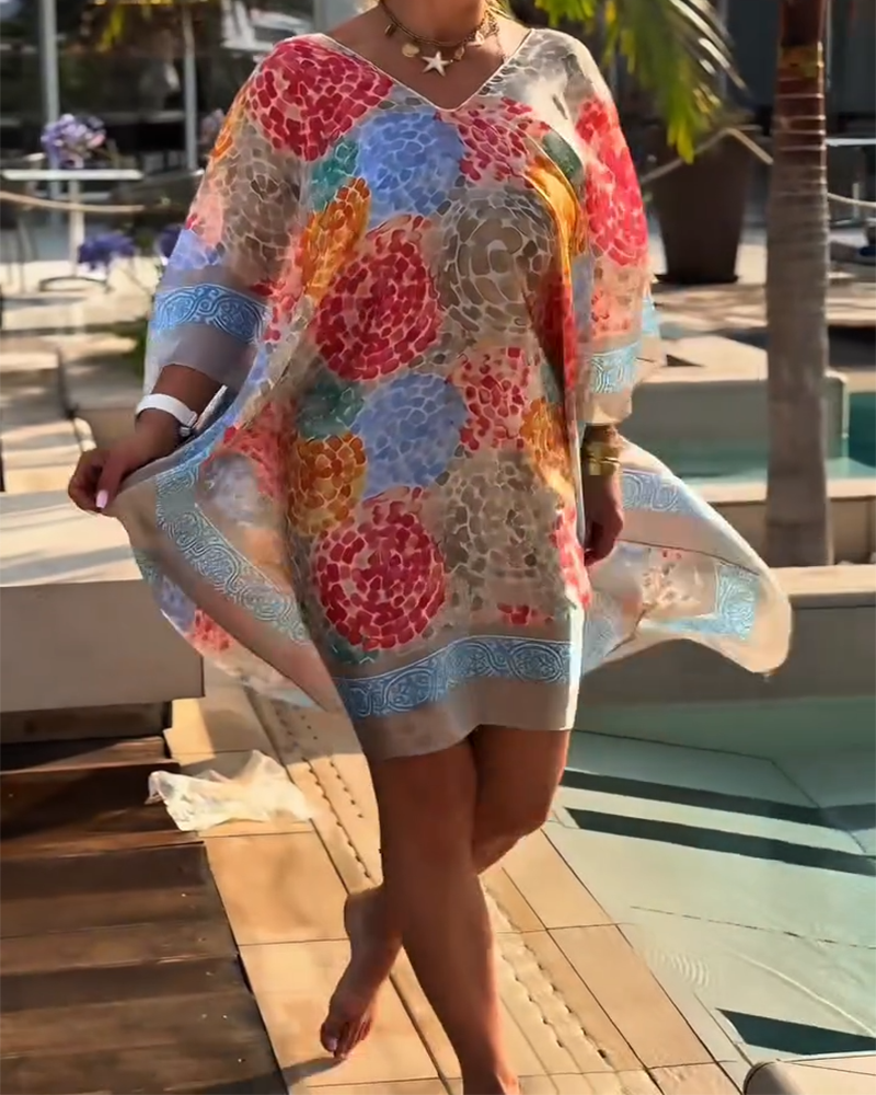 Women's Silk Kaftan Dress Beach Cover Up Tunic