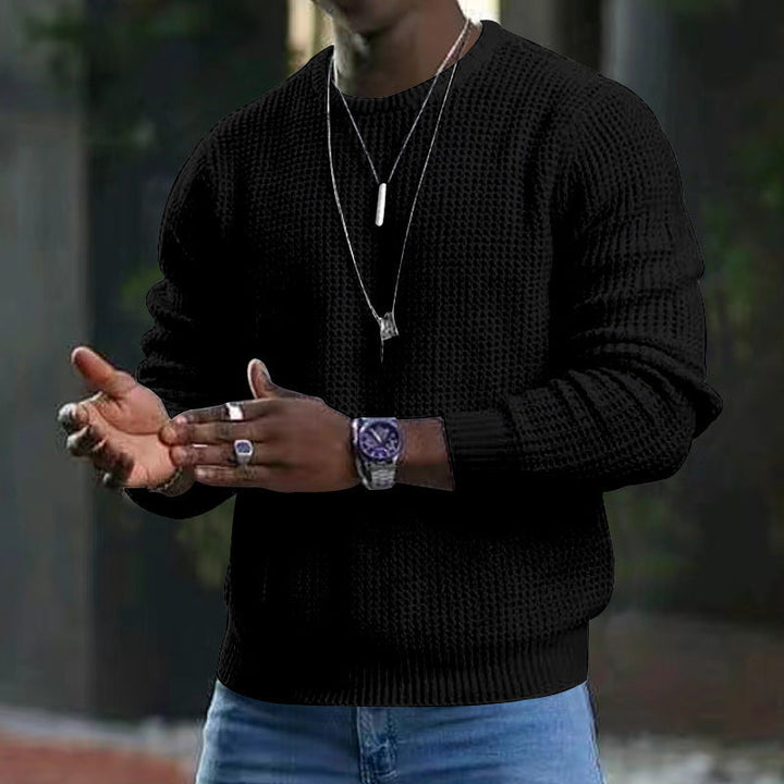 Men's Knit Crewneck Sweater Wool Long Sleeve Pullover